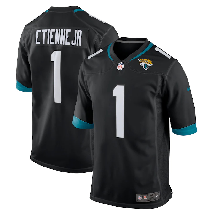 Mens Jacksonville Jaguars #1 Travis Etienne Nike Black Alternate 2021 NFL Draft First Round Pick Game Jersey->jacksonville jaguars->NFL Jersey